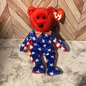 Liberty stars and stripes Ty Beanie Baby Patriotic Bear - Red and Blue